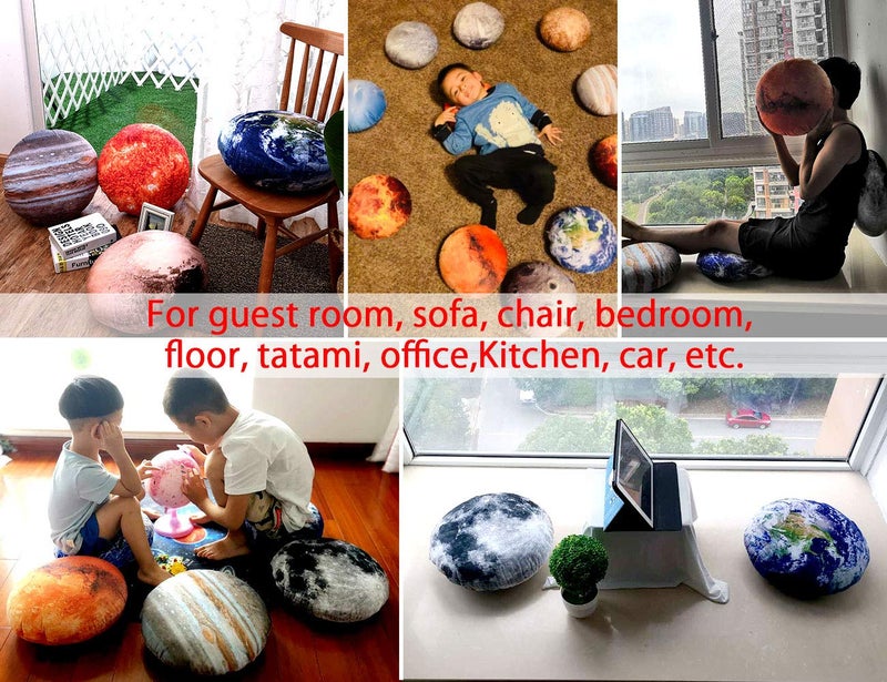 Qupace 11 Piece Set Space Planet Throw Pillow Covers Solar System Universe Planet Image Decorative Cushion Cover Round Pillow Case 3D Home Decor Pillows Covers 10X10Inch - Image 3